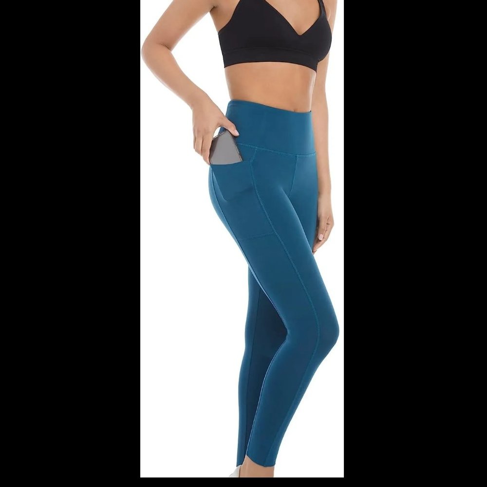 SOILED Danskin Women Bonded 7/8ths High Rise Leggings Teal Size S $40 1A058